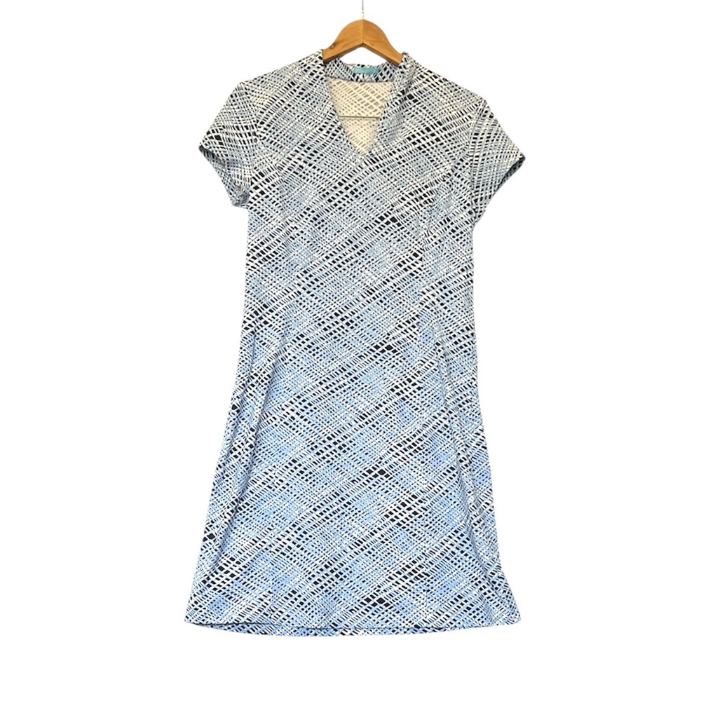 J. McLaughlin Ivana midi dress Catalina Cloth Blue White Collar Plaid M